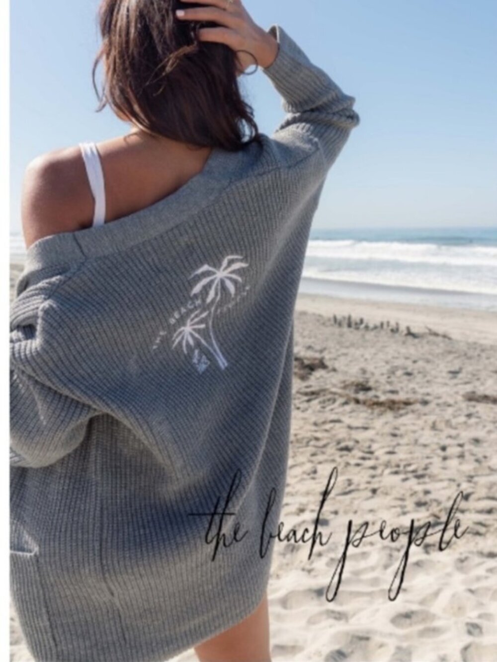 The Beach People Cardigan Sweater Palm Trees Small/XS Tropical Coastal Boho Cozy